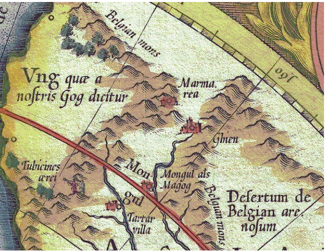 Image of Eastern Siberia, near the Bering Strait. Enlargement of the Mercator Map, shown previously. Image of Eastern Siberia, near the Bering Strait. Enlargement of the Mercator Map, shown previously.
