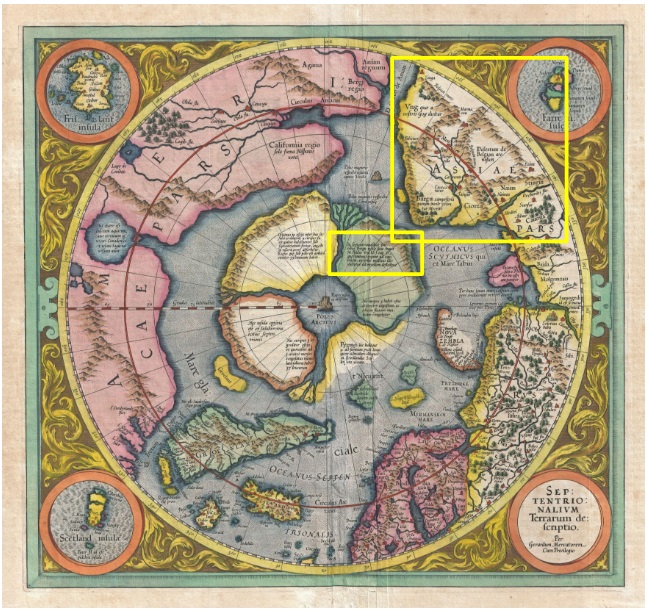 Map by Belgian cartographer Mercator from around 1600 AD. Map by Belgian cartographer Mercator from around 1600 AD.